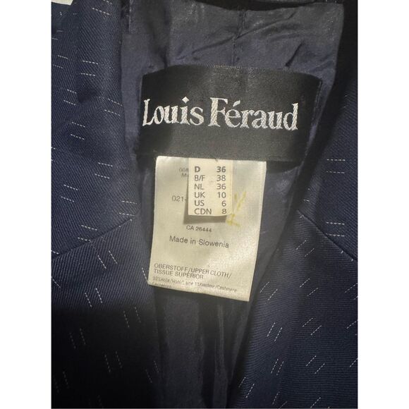 Louis Feraud blue navy wool & cashmere blend button front blazer 6 - Picture 4 of 7